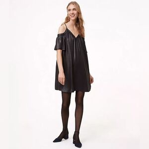 LOFT Metallic Shimmer Cold Shoulder Dress XS Petite